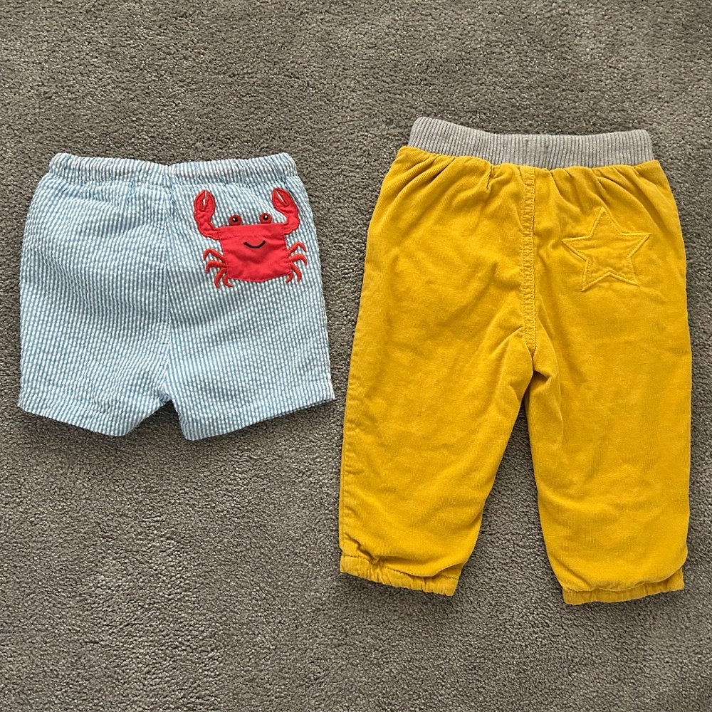 Baby Boden 6-9-12m swim trunks and corduroy pants